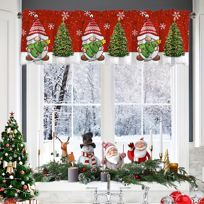 1 шт. Полупрозрачный Легко установить Сваг Ламбрекен Атмосферный Шарф Рождественский Спальня Без сверления Рождественский Праздничный Ламбрекен Праздник 137x45см
