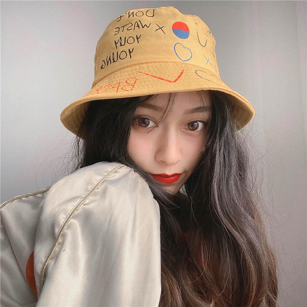 Women Men Graffiti Letter Fishing Fisherman Hat Harajuku Bucket Hat Hip Hop Cap