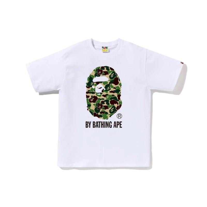 2026 BAPE Камуфляж с головой обезьяны Графическая футболка Унисекс Короткий рукав Круглый вырез Хлопковая футболка Мужчины Женщины