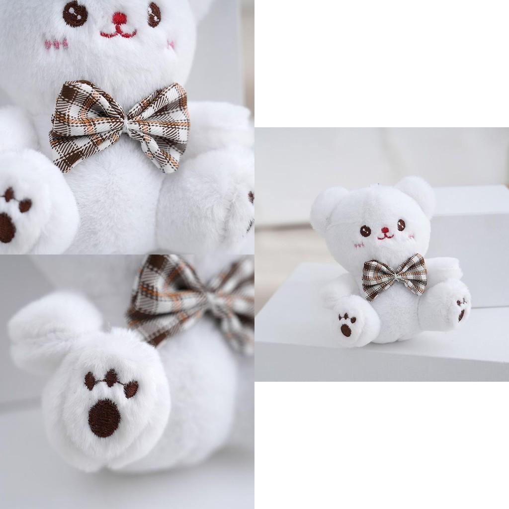 Cute Fluffy Plush Bear And White Rabbit Keychain Soft Stuffed Animal Bag Charm