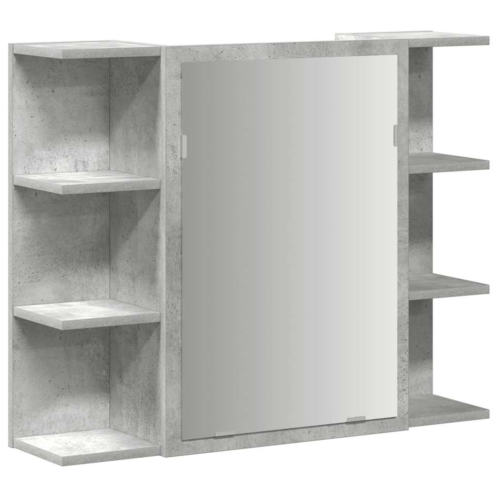 vidaXL Bad-Spiegelschrank Betongrau 80x20,5x64 cm Holzwerkstoff