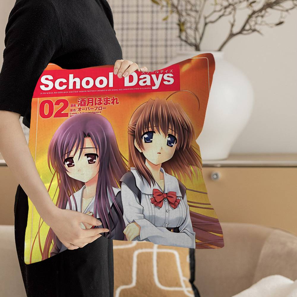 Аниме S-School D-Days Кацура Котоноха Персонализированная фотография Текст Домашние декоративные подушки Бытовые подарки 45x45см