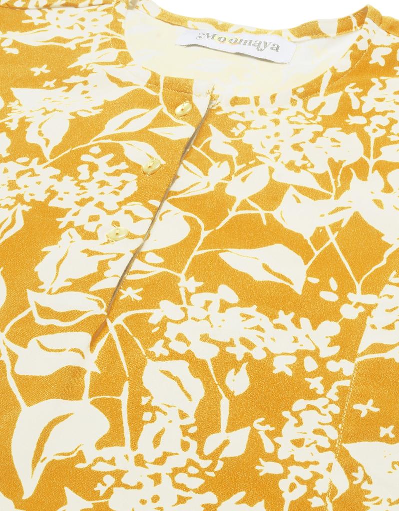 Moomaya Printed Viscose Summer Top For Women, Round Neck Short Sleeves Casual Top