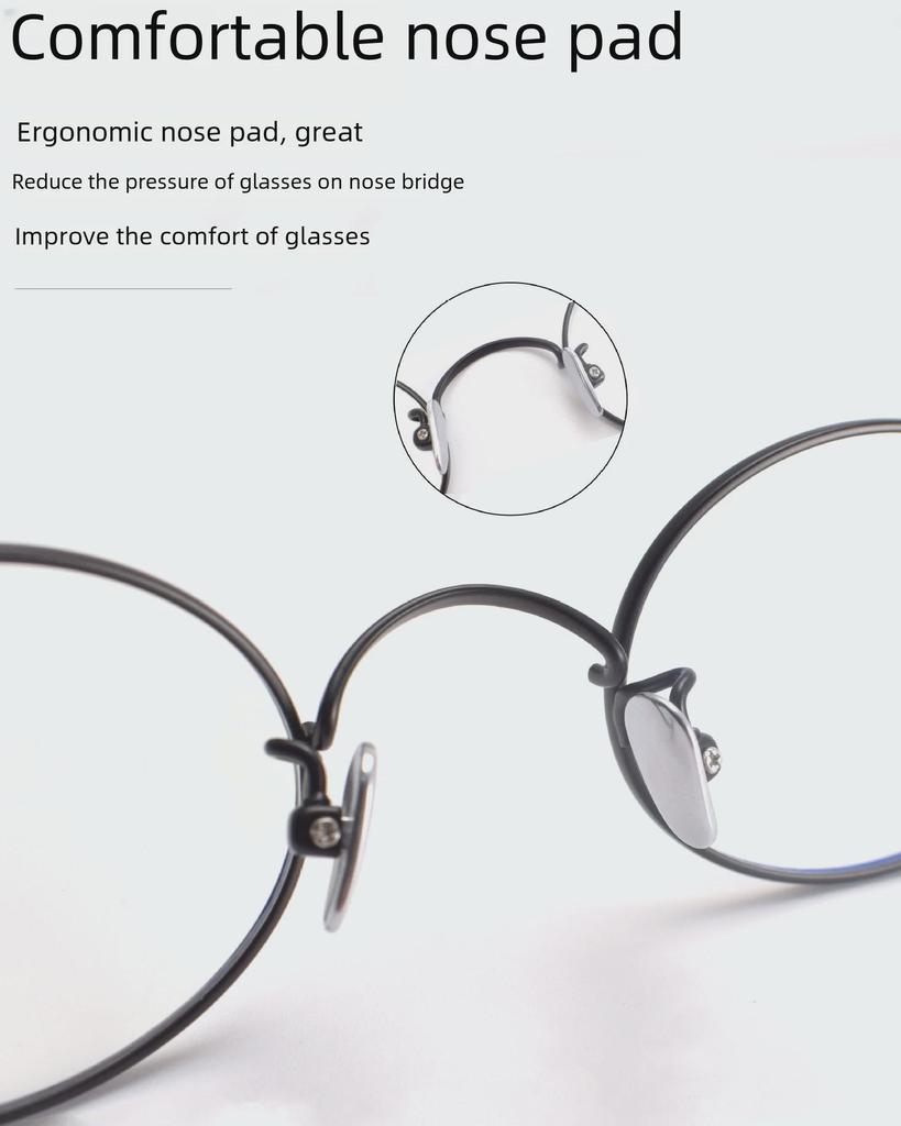 Круглая оправа для очков из чистого титана в стиле ретро M5-MOD01: Черный, маленький, подходит для людей с близорукостью