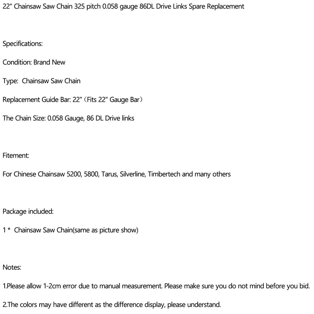 22" цепь бензопилы 325 шаг .058 калибр 86DL приводные звенья запасные сменные