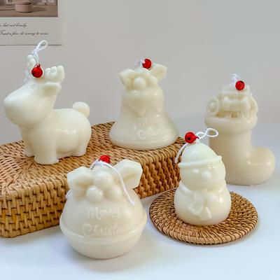 Рождественская свеча силиконовая форма DIY 3D милый лось снеговик чулок колокольчик свеча мыло гипс смоляные формы рождественский подарок вечеринка декор