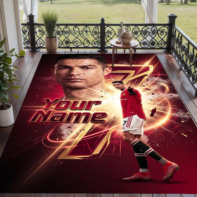 Custom Text Printed Rug Cristiano Ronaldo Non Slip Floor Carpet For Home Room Decor