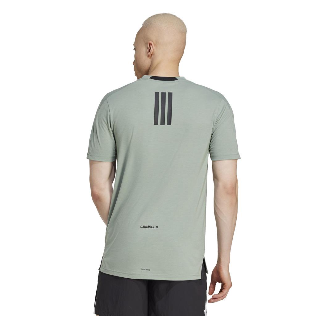 Мужская футболка Adidas LESMILLS с коротким рукавом, серебристо-зеленая, размер L, KRL51, (JW1741),