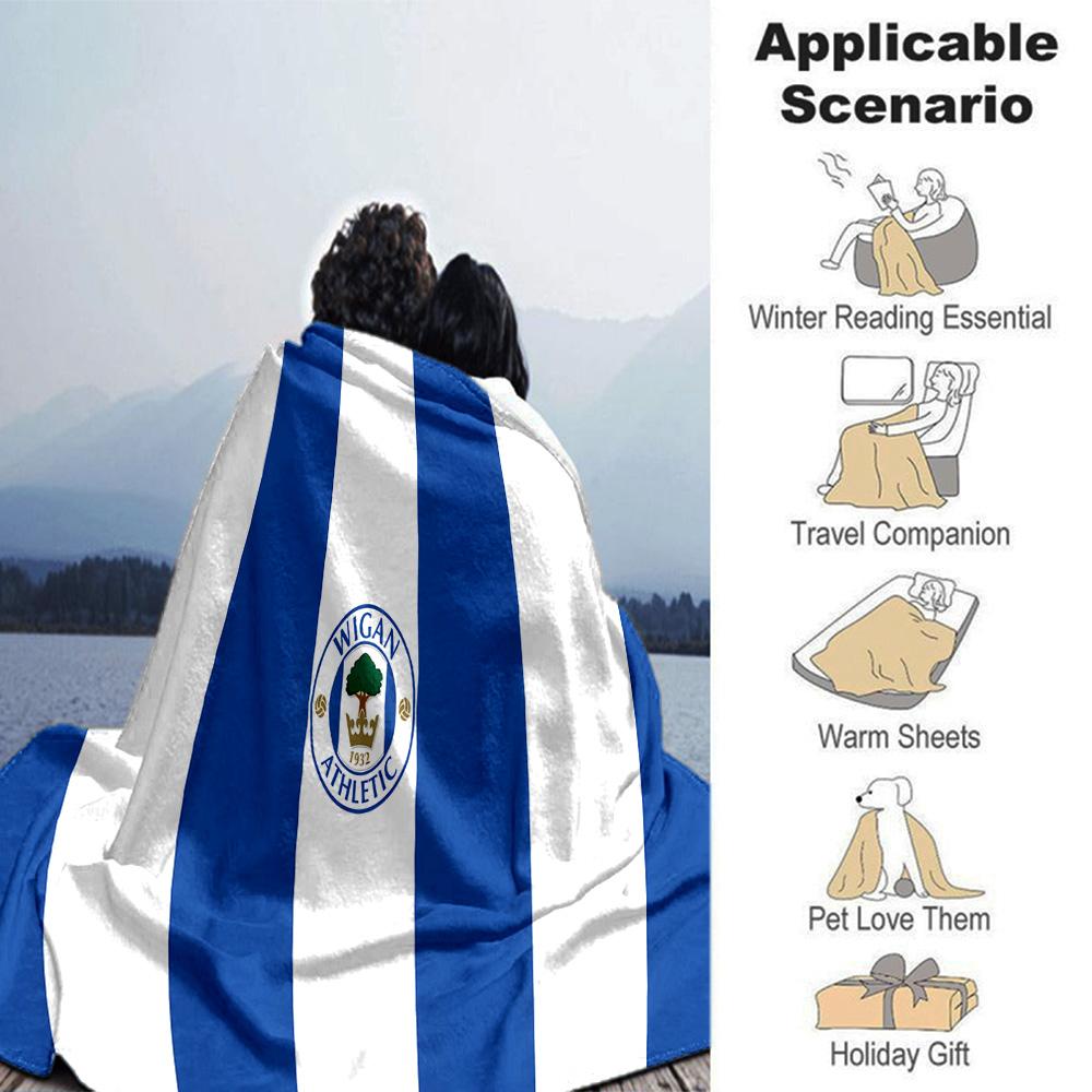 Wigan Crest Flannel Blanket, Soft Polyester, Modern Design, All-Season for Camping, Travel, Gifts for holidays or birthdays