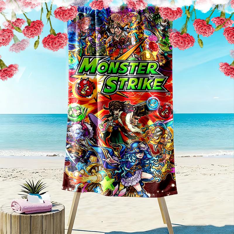 Пляжное полотенце Monster Strike, Большое мягкое быстросохнущее полотенце для пляжа, кемпинга, плавания