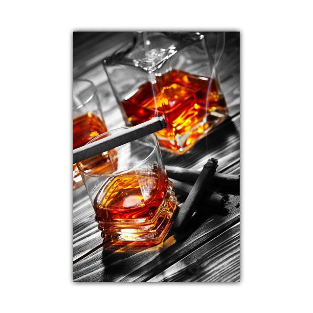 Wall Art Wine Glass Canvas Painting Whisky Bottle Cigar Poster Living Room Kitchen Home Decoration Mural Fashion Bar Restaurant No Frame