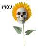 Halloween Lawn Decoration Sunflower Skull Ornament, Theme Garden Decor, Potted Plant Waterproof Outdoor Decoration, for Patio Yard Resin