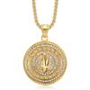 European and American Jewelry, Gold-plated Diamond Disc Prayer Hand Pendant Necklace