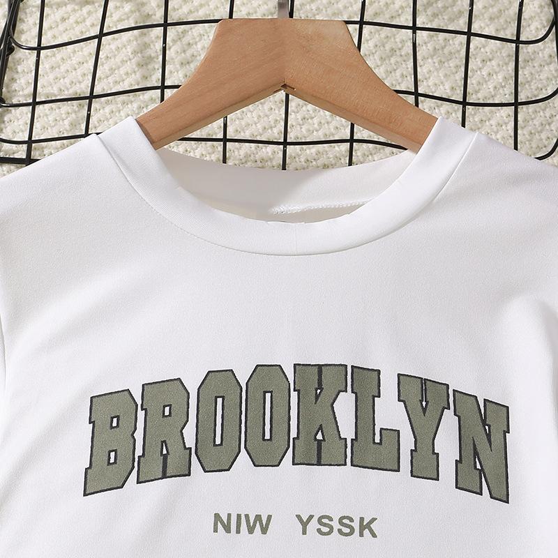 Girls Autumn Suit 2025 Children Clothing Letter Long Sleeved Sweatshirt + Wide-Leg Overalls Fashion 2 Piece Set