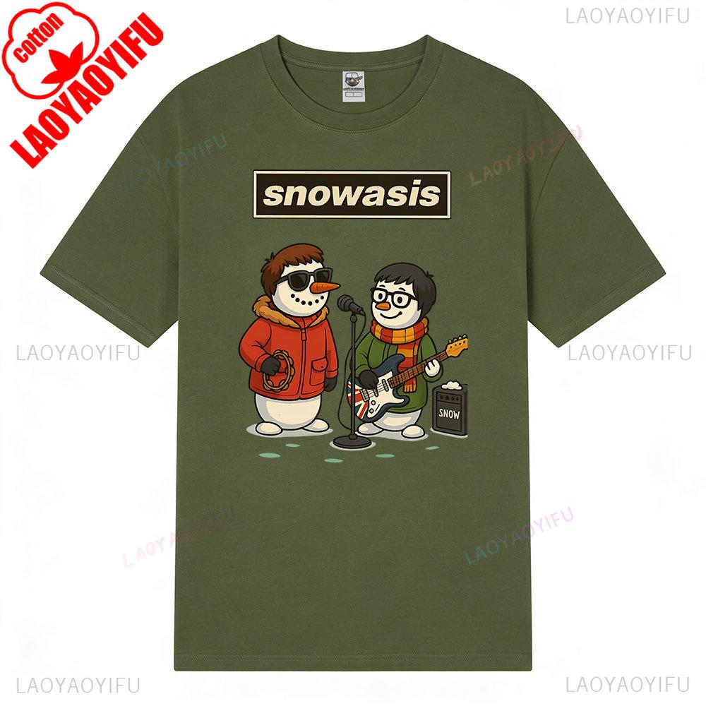 Snowasis Christmas TShirt Funny Snowman Band Shirt Festive Music Lover Tees Harajuku High Quality Cotton Tops Streetwear