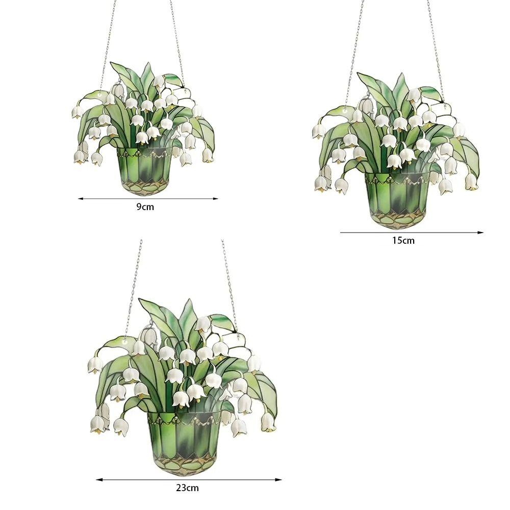 Hanging Art Crafts Acrylic Window Sun Catchers Stained Glass Hanging Lily Of Valley Suncatchers Garden Wind Chime