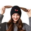 Pinch Ears Will Ring Knitted Hat Women Autumn Winter Windproof Warm Embroidered Dog Wool Hat