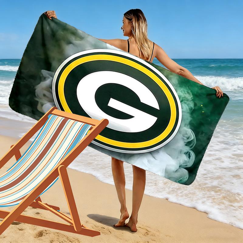 Green Bay Packers2 Print Beach Towel, Large Soft Quick Dry Towel for Beach Camping Swimming