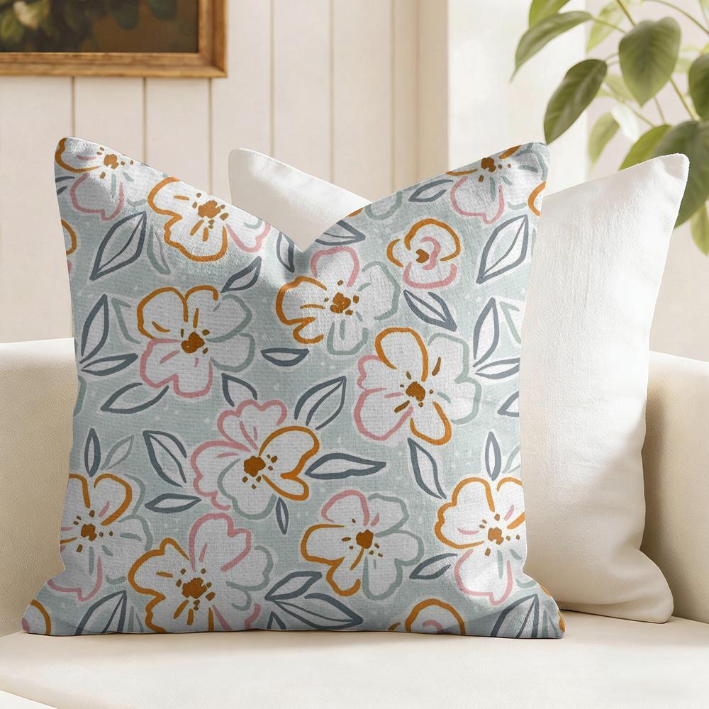 Simple and elegant flowers Cushion Cover Natural Linen Pillow Cover DoubleSided Print Cushion Cover for Sofa Home Decor