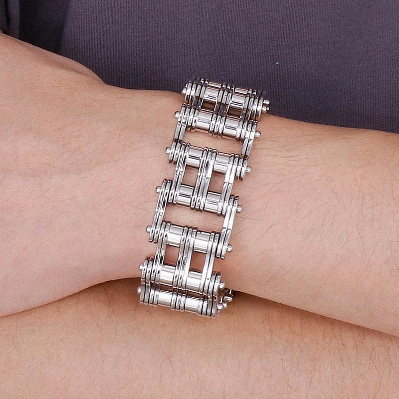 Мотоциклетная цепочка из нержавеющей стали, мужской браслет, ширина 24 мм, ручная цепочка, аксессуары, браслет, мужские браслеты, рок-н-ролл, рэп, ювелирные изделия