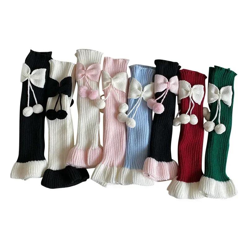 1 Pair Korean Fashion Bow Loose Sock for Kids Girl Lolita Bow Leg Warmers for Children Spring Autumn Soft Cotton School Sock