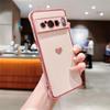 Мягкий чехол с гальваническим покрытием Heart для Google Pixel 8 Pro, 7A, 9 — ударопрочный и стильный.
