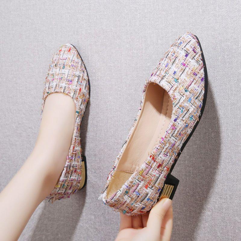 Женские туфли на плоской подошве, офисная женская обувь, балетки с острым носком и каблуком, удобные и элегантные, шикарные, новинки L