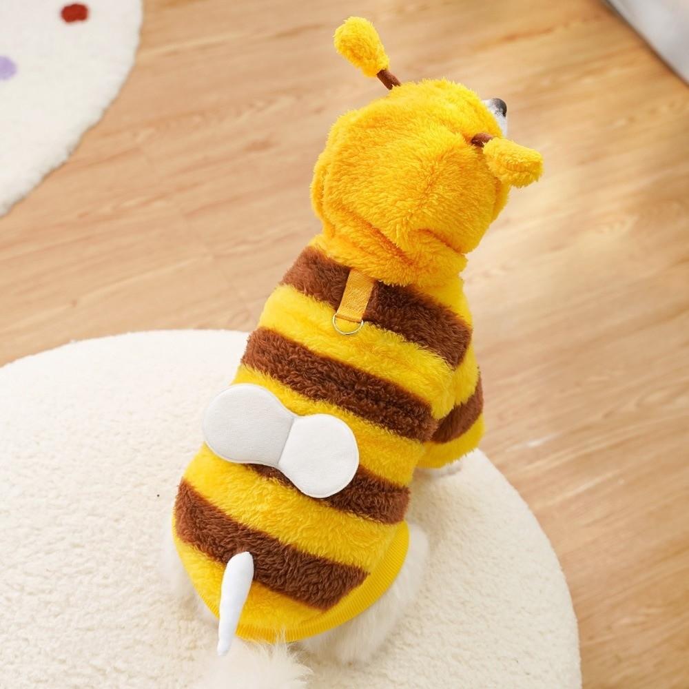 Pet Apparel PU Fleece Bee Pet Costume Four Legs Bee Style Puppy Coat Apparel Warm Funny Design Pet Jumpsuit Chihuahua Size