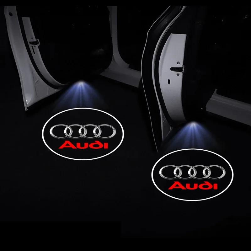 2Pcs/Set Car Door LED Welcome Light Emblems Wireless Logo Projector Lamp For f2 A4 A3 A5 A6 A7 A8 Q3 Q5 Q7 Q8 B5 B6 B7 B8