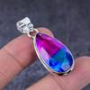 Bi-Color Tourmaline Gemstone Handmade 925 Sterling Silver Pendant 1.77" T6j43