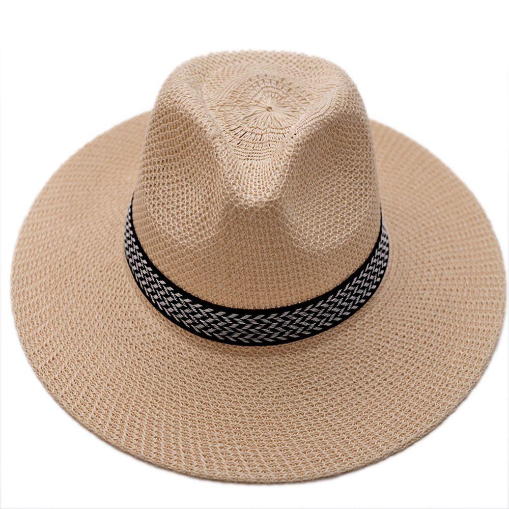 Beach Travel Male Dad Bowler Hat Middle-aged Men Straw Hat Old Man Sun Hat Solid Color Panama Hat