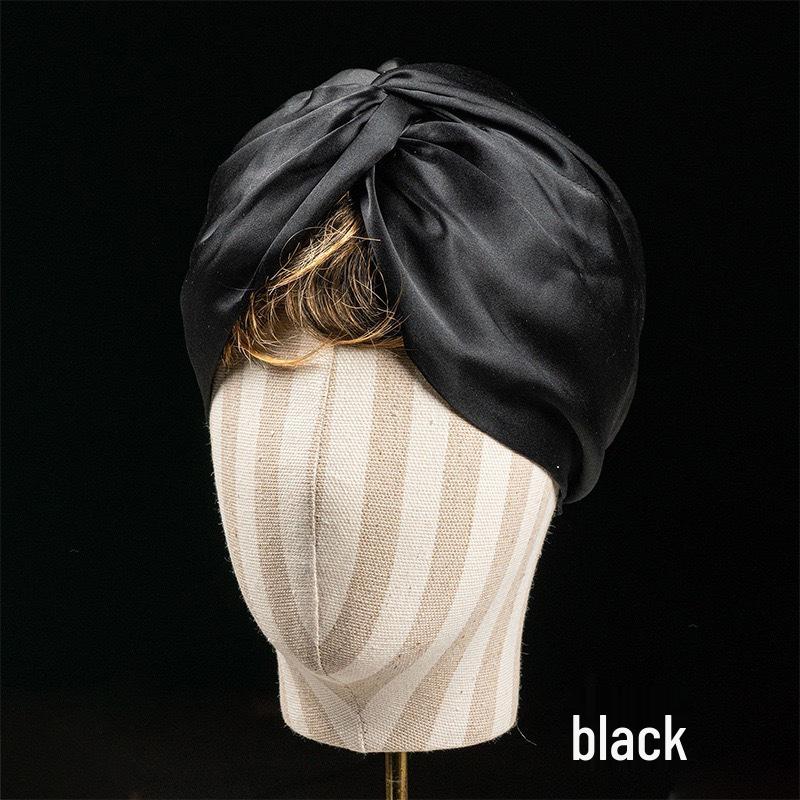 Mulberry Silk Double-Layer Pleated Sleep Cap for Hair Protection