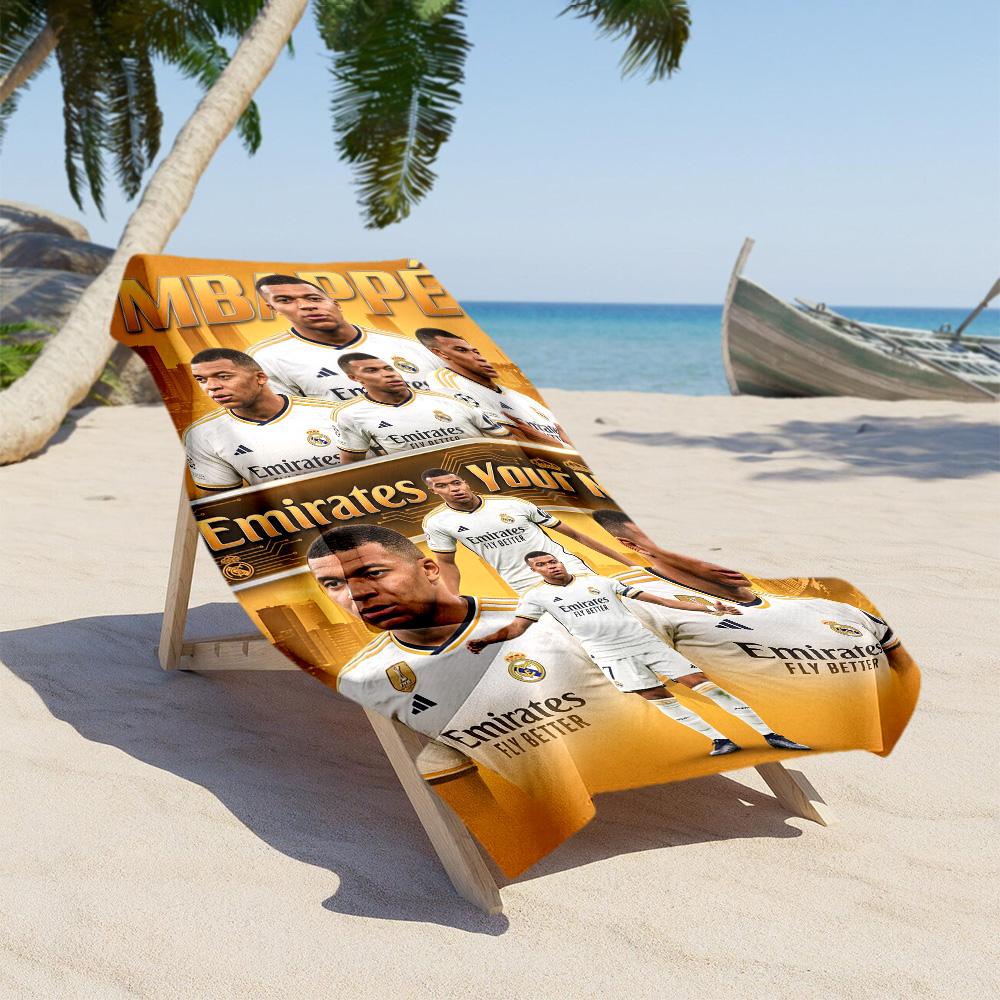 Mbappé Customize Text Beach Towel Super Soft Microfiber Quickdry Fabric Suitable for Swimming Gym Camping Yoga Vacation