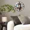 Modern 30cm Round Tempered Glass Wall Clock with Personalized Text and Graphics