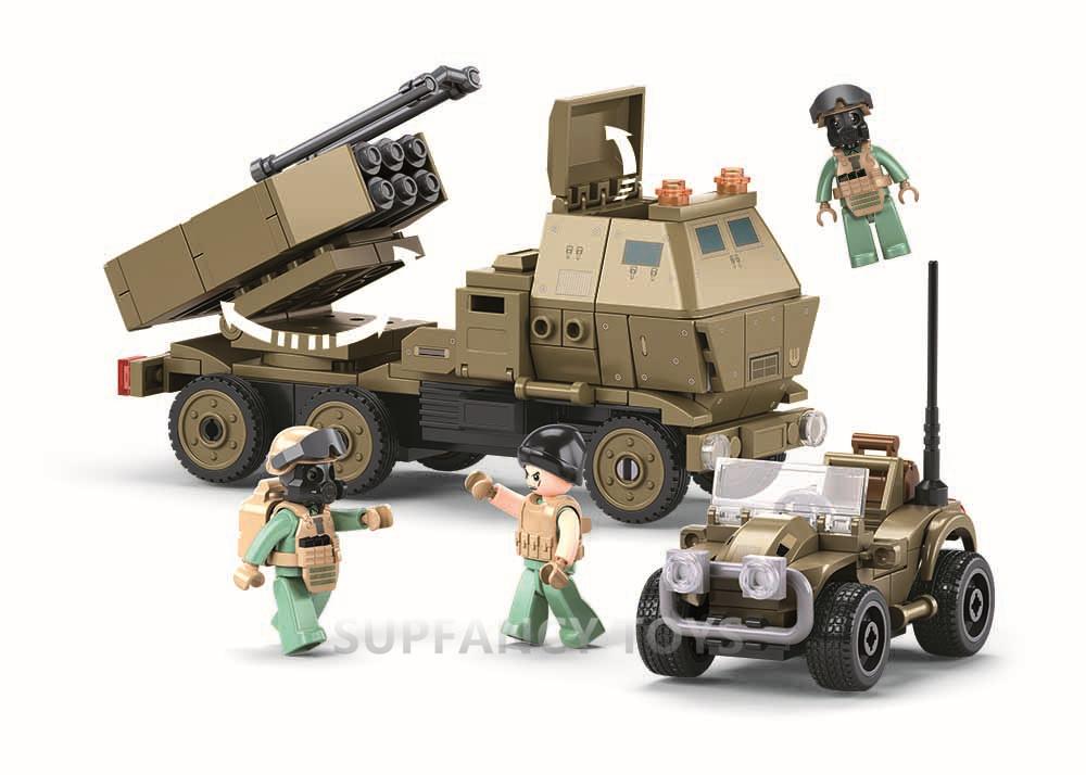 Sluban 557Pcs Hunting And Annihilating Raid Tank Construction Blocks Military Counter-Aircraft Rocket Educational Toys For Kids