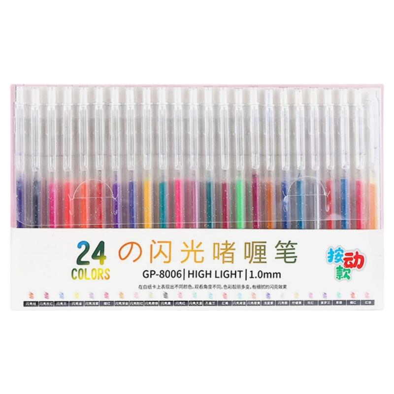 Retractable Colored Gel Inks Pen Shimmering Metallic Journaling Pen 1.0MM for Writing Drawing Journaling Scrapbooking