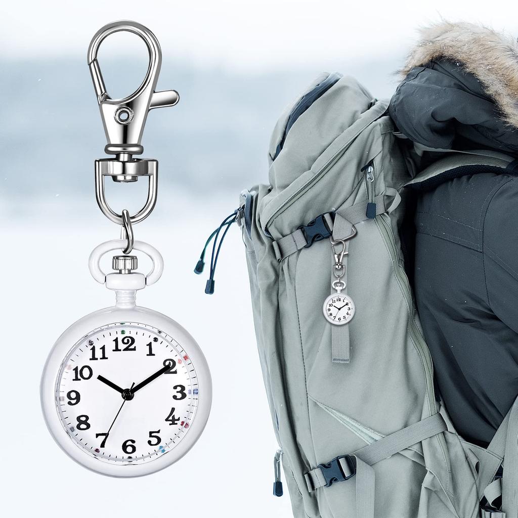 Clip Watch Keychain Analog Carabiner Watch Nurse Watch Pocket Watch Waterproof Outdoor Fashion Accessory