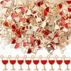 5/10/20 Enamel Red Wine Pendants, 20x9mm Gold-plated Wine Glass Pendants, Women's Wine Glass Pendants, DIY Jewelry Making