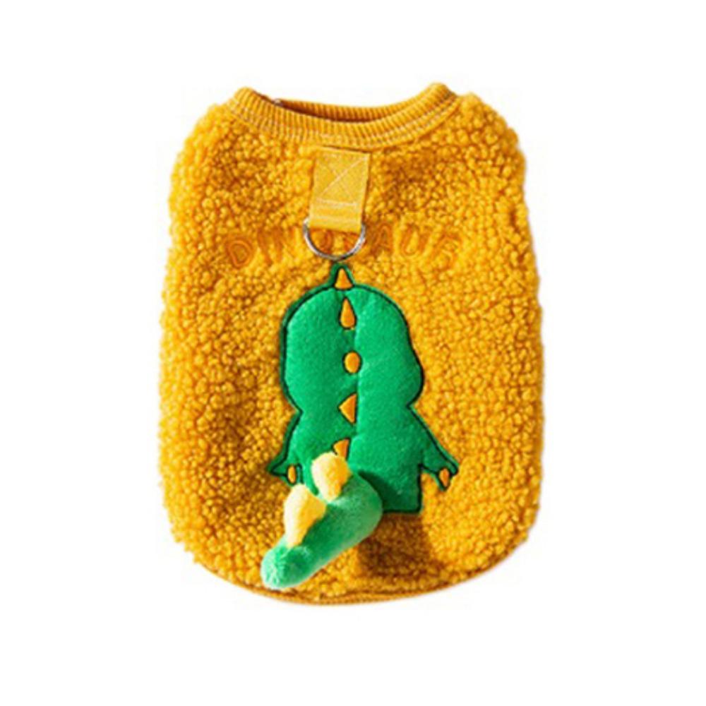 Теплый плюшевый жилет для собак с изображением динозавра, зимняя одежда для кошек, двуногая одежда для кошек и собак