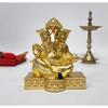 Gold Plated with Gold Matte Gaddi Ganesh Idol for Home Decor Ganesha Murti Ganpati Idol for Office Desk Puja Lord Ganesh Statue