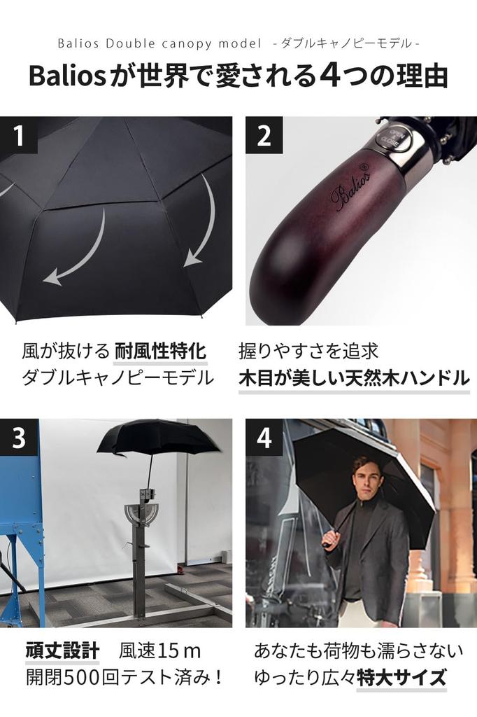 British Umbrella In GQ Beautiful Natural Wood Handle British Balios Double Canopy Folding Umbrella Umbrella Windproof 65cm 8 Ribs 395g Automatic For