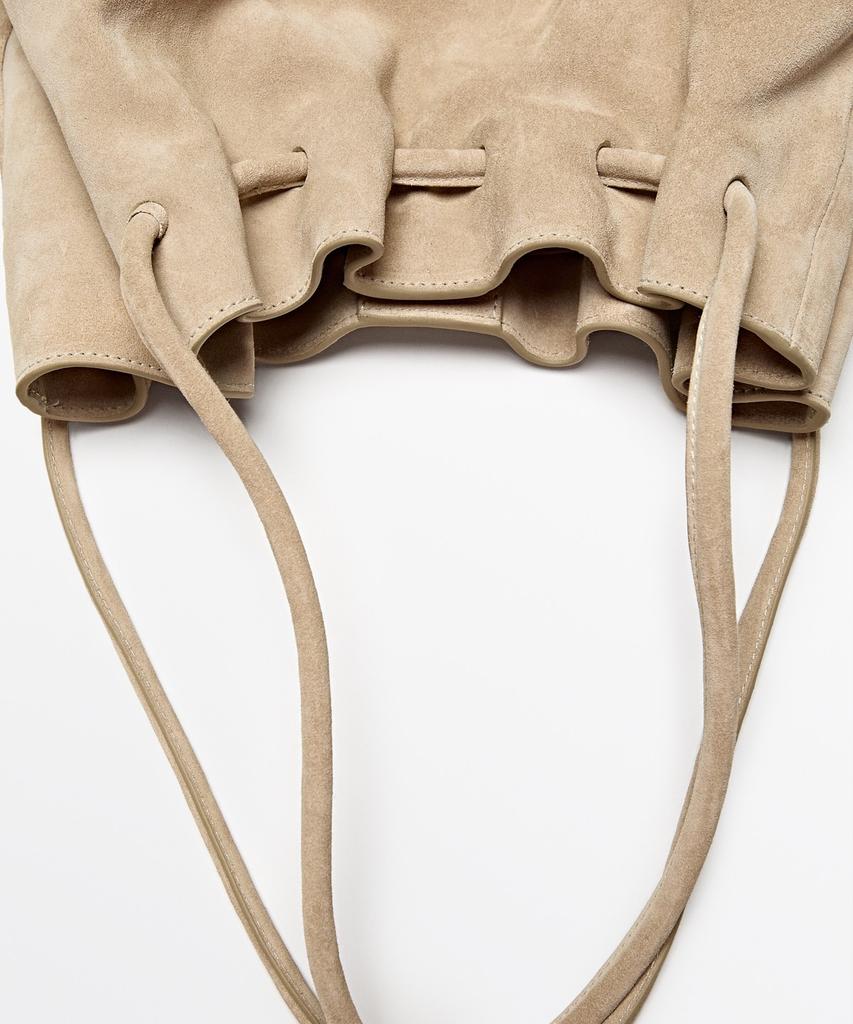 Massimo Dutti Split Suede Pleated Bag