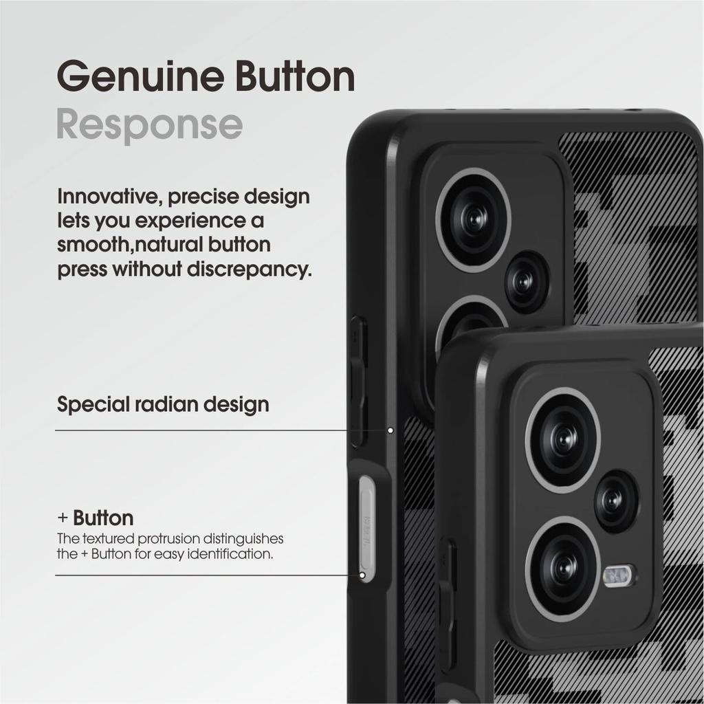 (Comes with Wrist Strap)ibmrs for Xiaomi Redmi Note 12 Pro+  Anti-Fingerprint Camo Case ,matte Clear Transparent Phone Protective Case