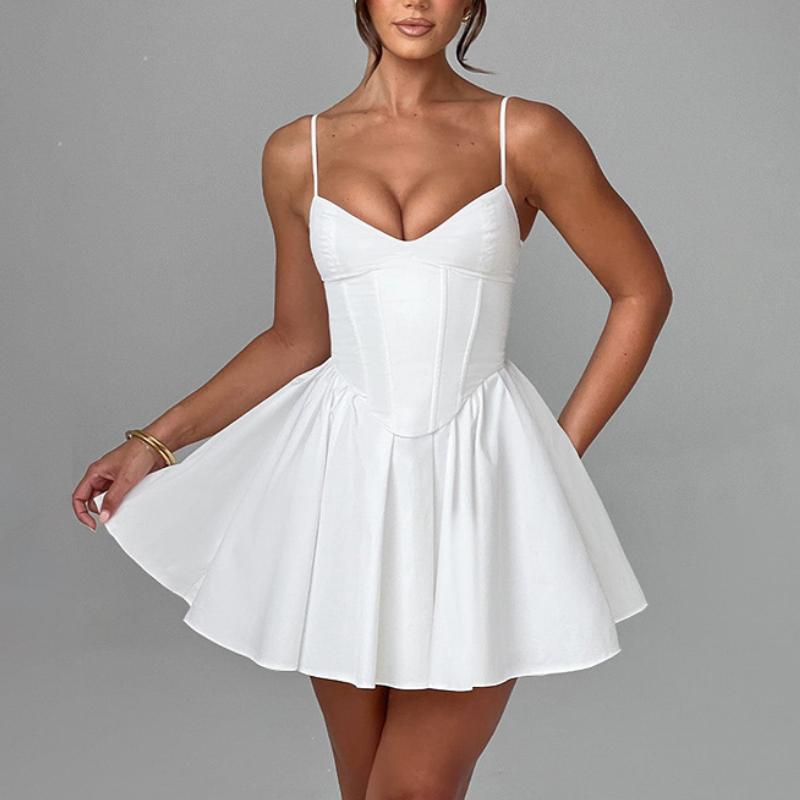 Летнее платье с утягивающей талией в европейском и американском стиле с юбкой А-силуэта