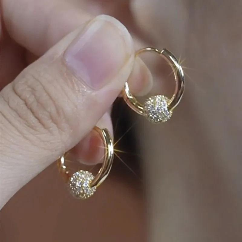 Элегантные Роскошные Серьги-клипсы в виде шара с полной бриллиантовой огранкой, Универсальный стиль, Уникальные нишевые серьги-клипсы, Модные украшения высокого класса