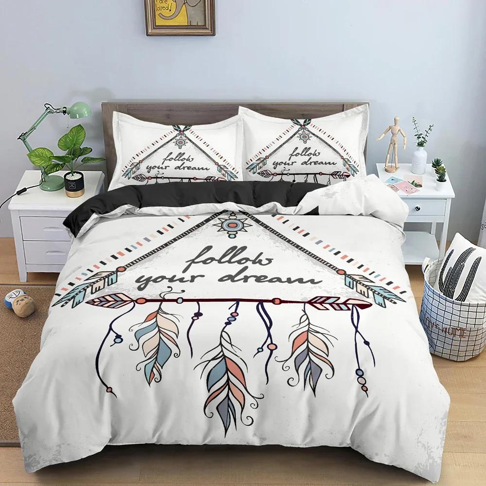Dreamcatcher Bedding Set Feather Pattern Duvet Cover Comforter Covers Single Twin King Size Quilt Cover With Pillowcase 2/3Pcs