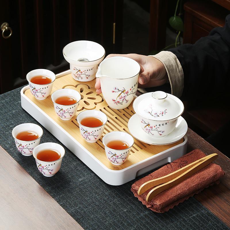 Business Bank Company Corporate Festival High-end Gift Set Suet Jade Porcelain Travel Tea Set