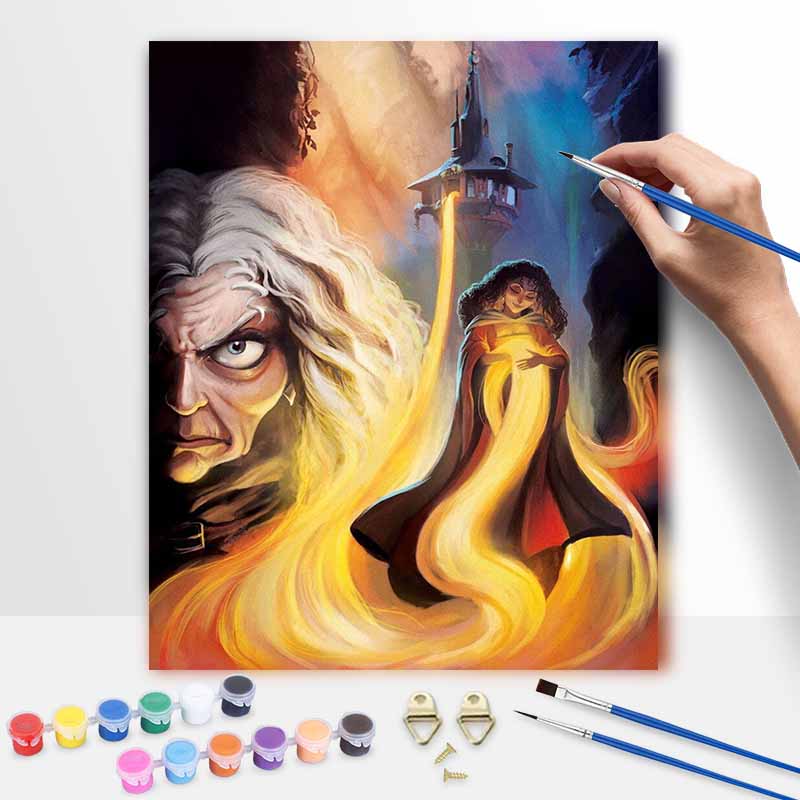 Disney Oil Painting Art Painting Set Mother Gothel Rapunzel Home Wall Decor Handmade Gift