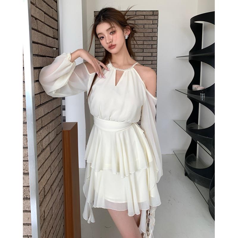 2026 Spring/Summer Halter Neck Backless Off-Shoulder Fairy Dress for Women