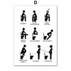 Wall Art Mural Canvas Painting Funy Toilet Boy Black White Nordic Posters Prints Wall Pictures Living Room Bathroom Club Decor